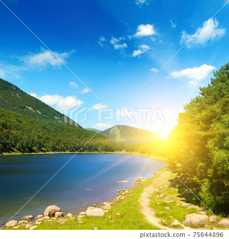 Lake of Engolasters in Andorra. Lake of Engolasters in Andorra. 75644896
