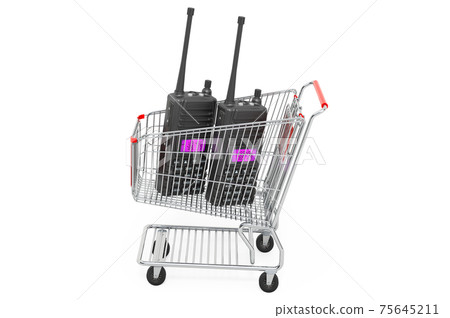Shopping cart with radio transceivers. 3D rendering Shopping cart with radio transceivers. 3D rendering 75645211