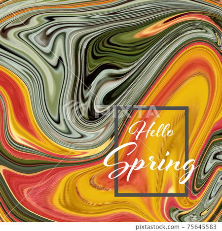 Hello spring. Orange gray fluid flow vector geometric abstract dynamic design 75645583