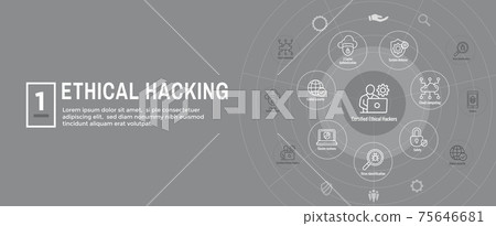 Certified Ethical Hacker - CEH - icon set & web header banner 75646681