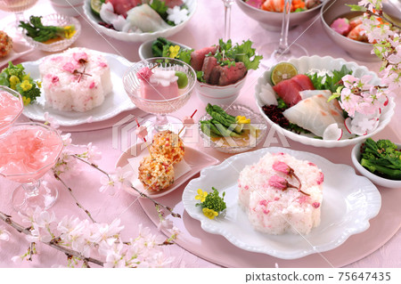 Cherry-blossom viewing lunch, cherry-blossom viewing set, cherry-blossom viewing set, cherry-blossom viewing set 75647435