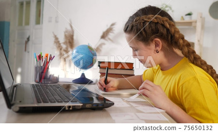 coronavirus school. child at home in a lesson virtual. learning education coronavirus pandemic concept. kid learn online learning school. online learning at study home. distance education coronavirus school. child at home in a lesson virtual. learning education coronavirus pandemic concept. kid learn online learning school. online learning at study home. distance education 75650132