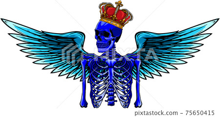 vector angel skeleton with wing and crown 75650415