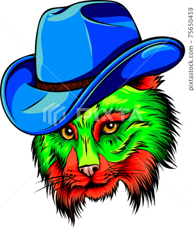 Wild cat, Lynx, Bobcat, Trot Hand Top hat, cylinder. Wild cat, Lynx, Bobcat, Trot Hand Top hat, cylinder. 75650459