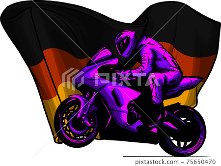 cornering motorbike racer with German flag vector cornering motorbike racer with German flag vector 75650470