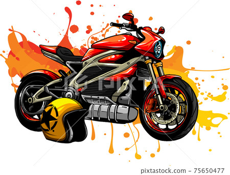 design vector illustration of Motorbike with helme 75650477