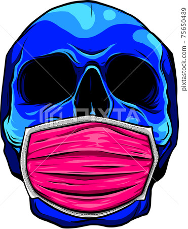 Skull face in medical face mask. vector Skull face in medical face mask. vector 75650489