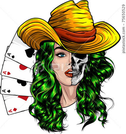 Attractive skull Cowgirl With with poker ace Attractive skull Cowgirl With with poker ace 75650529