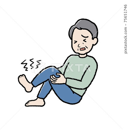 Illustration of a senior man who becomes leg cramps 75651746