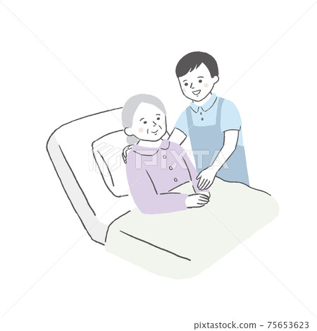 Wake-up assistance / male caregiver - Stock Illustration [75653623] - PIXTA