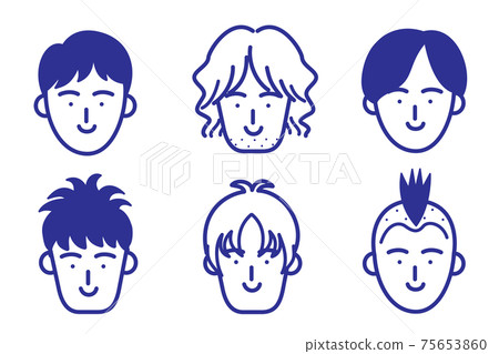 男臉髮型圖標暖心套裝插畫素材 75653860