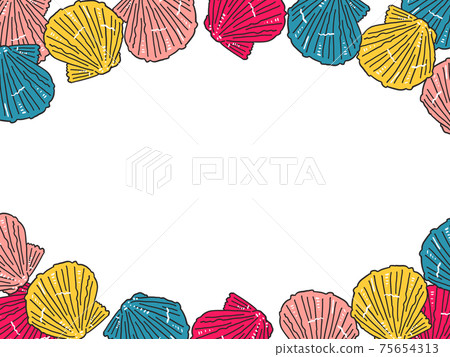 Hand-painted dianthus shell illustration, upper and lower frames Hand-painted dianthus shell illustration, upper and lower frames 75654313