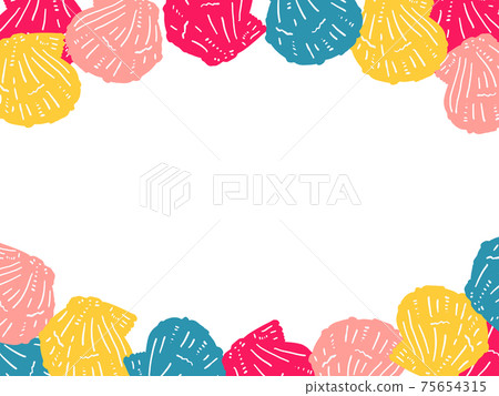 Hand-painted dianthus shell illustration, painting only, upper and lower frames Hand-painted dianthus shell illustration, painting only, upper and lower frames 75654315