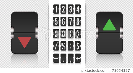 Flip number and symbol scoreboard. Analog flip airport board for countdown timer. Stock exchange vector mechanic board. Flip number and symbol scoreboard. Analog flip airport board for countdown timer. Stock exchange vector mechanic board. 75654337