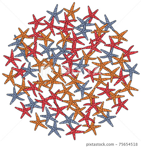 Hand-painted starfish illustration, circle filling Hand-painted starfish illustration, circle filling 75654518