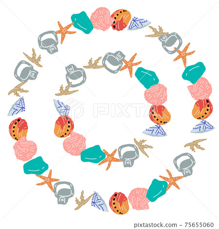 Hand-painted beachcombing illustrations, circle frameset, paint only, small Hand-painted beachcombing illustrations, circle frameset, paint only, small 75655060