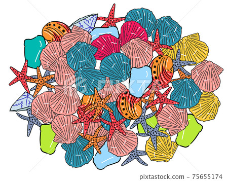 Hand-painted beachcombing illustration, oval filling 75655174
