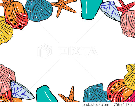 手繪Beachcombing插圖,頂部和底部框架 手繪Beachcombing插圖,頂部和底部框架 75655176