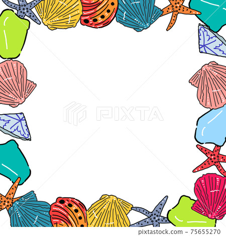 Hand-painted beachcombing illustration / square frame 75655270