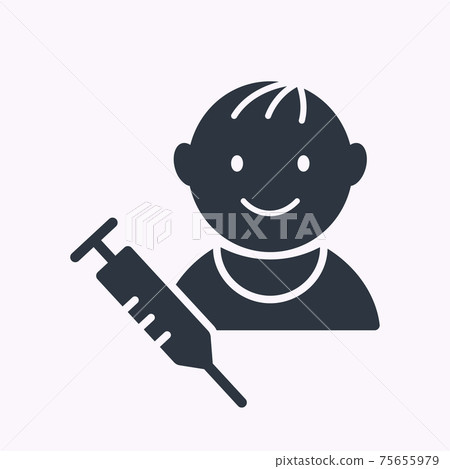 Vaccine child glyph icon on white background. Vector illustration. Vaccine child glyph icon on white background. Vector illustration. 75655979