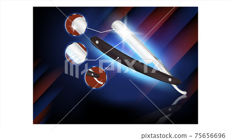 Folding Razor Barber Tool Advertise Poster Vector Folding Razor Barber Tool Advertise Poster Vector 75656696