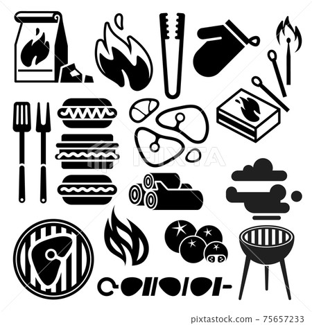 Black barbecue, food flyer, BBQ icons 75657233