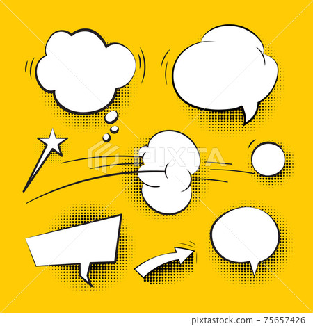 Comic cartoon speech bubbles with halftone shadows set 75657426