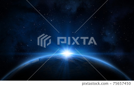 Planet Earth and Sun. 75657450