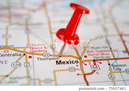 Bangkok, Thailand, June 1, 2020 Mexico, USA road map with red pushpin, city in the United States of America USA. Bangkok, Thailand, June 1, 2020 Mexico, USA road map with red pushpin, city in the United States of America USA. 75657461
