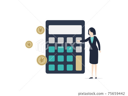 女人的插圖素材來計算成本 女人的插圖素材來計算成本 75659442