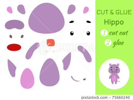 Cut and glue paper little hippo. Kids crafts...-插圖素材 [75660240] - PIXTA圖庫