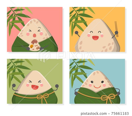 4 lovely traditional Chinese foods: cartoon characters and mascots of zongzi, Dragon Boat Festival 4 lovely traditional Chinese foods: cartoon characters and mascots of zongzi, Dragon Boat Festival 75661183