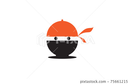 bowl with ninja logo vector symbol icon design illustration bowl with ninja logo vector symbol icon design illustration 75661215