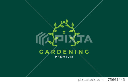 vines plant green with home logo vector symbol icon design illustration vines plant green with home logo vector symbol icon design illustration 75661443