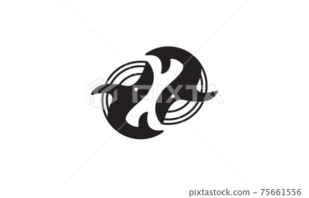 whale yin-yang logo vector symbol icon design illustration whale yin-yang logo vector symbol icon design illustration 75661556