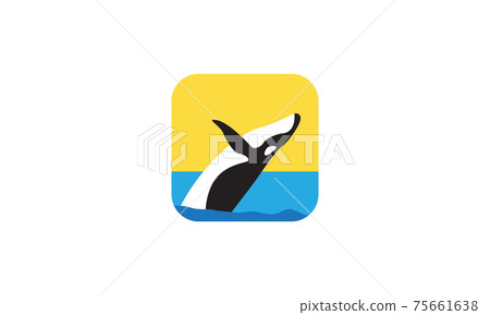 abstract giant fish whale jump logo vector symbol icon design illustration 75661638