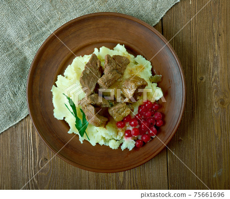 Sauteed reindeer  venison steak 75661696