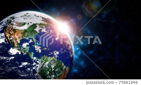 Planet earth globe view from space showing realistic earth surface and world map 75661848