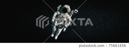 Astronaut spaceman do spacewalk while working for space station 75661856