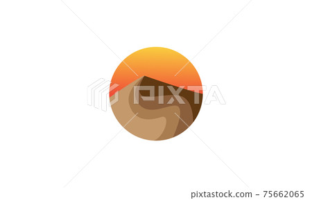 sunset with desert mountain logo vector symbol... - Stock Illustration ...