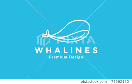 simple lines art animal fish whale logo vector symbol icon design illustration 75662120