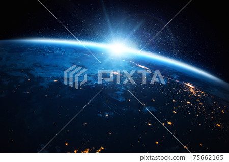 Planet earth globe view from space showing realistic earth surface and world map Planet earth globe view from space showing realistic earth surface and world map 75662165