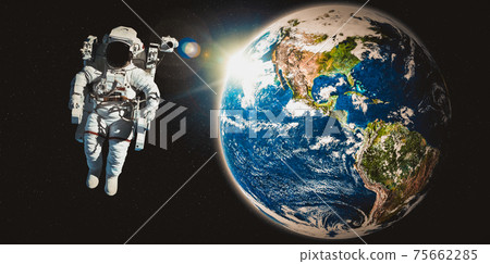 Astronaut spaceman do spacewalk while working for space station Astronaut spaceman do spacewalk while working for space station 75662285