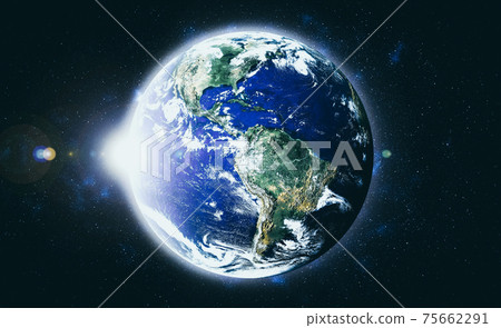 Planet earth globe view from space showing realistic earth surface and world map 75662291