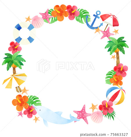 Summer tropical vector illustration frame 75663327