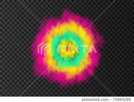 Pink, green, yellow  smoke circle isolated on transparent background. 75664289