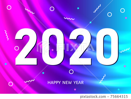 2020 happy New Year blue and pink modern style background. 75664315