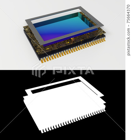 Modern digital camera sensor disassembled isolated on white, alpha included, 3D rendering 75664370
