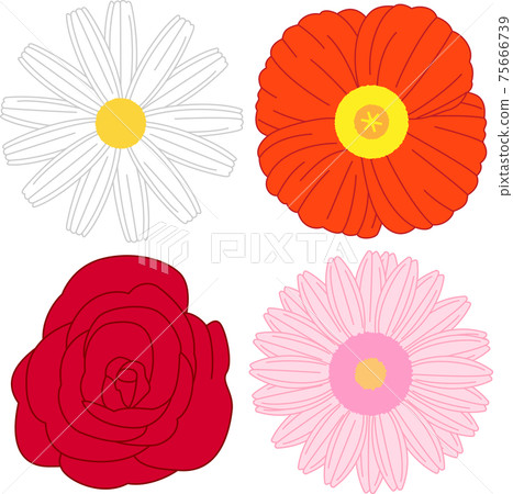 Simple illustrations of various kinds of flowers (color) Simple illustrations of various kinds of flowers (color) 75666739
