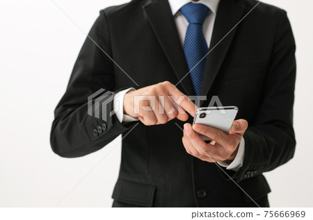 Businessman smartphone smartphone at hand Businessman smartphone smartphone at hand 75666969